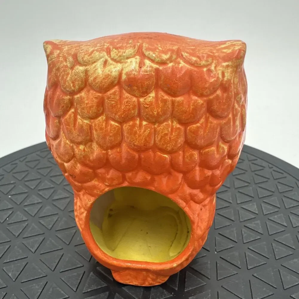 Vintage Chalkware Owl String Twine Dispenser Yarn Ball Holder